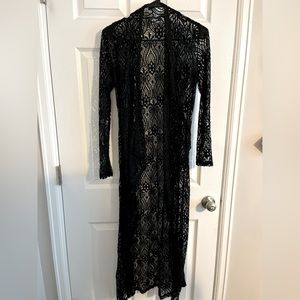Long Black Lace Cardigan